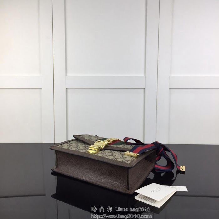 GUCCI古馳 新款 專櫃品質 原單 421882 啡Pvc配啡皮 手提 單肩 斜挎包HY1388